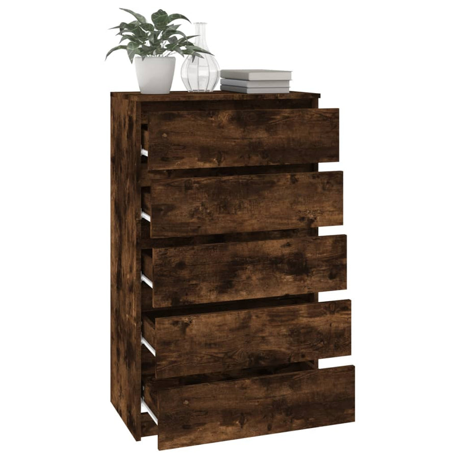 Ladekast 60X36X103 Cm Bewerkt Hout Gerookt Eikenkleurig