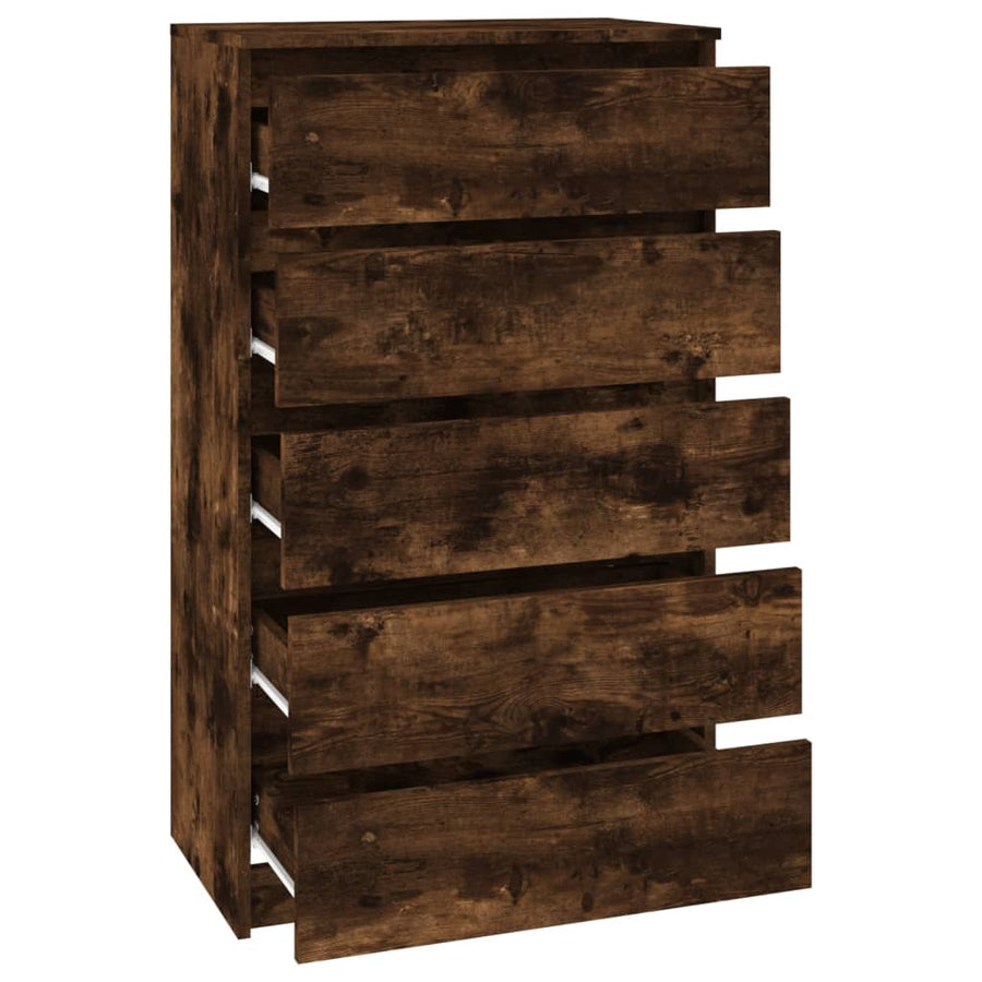 Ladekast 60X36X103 Cm Bewerkt Hout Gerookt Eikenkleurig