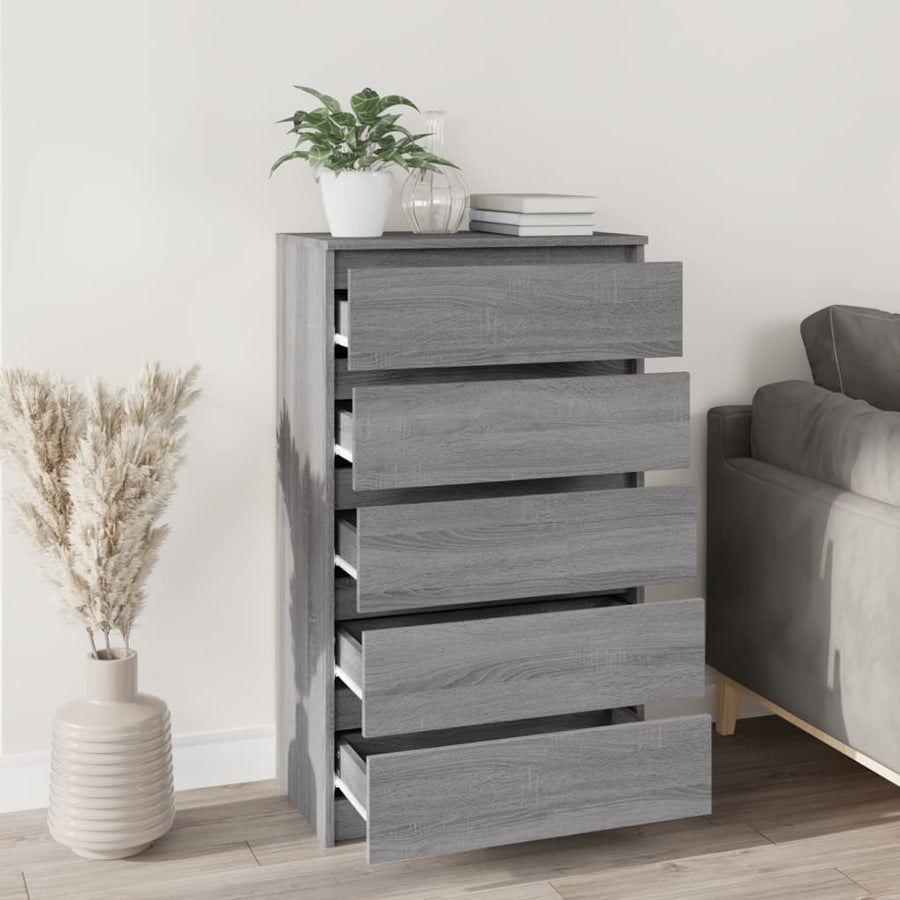 Ladekast 60X36X103 Cm Bewerkt Hout Grijs Sonoma Eikenkleurig