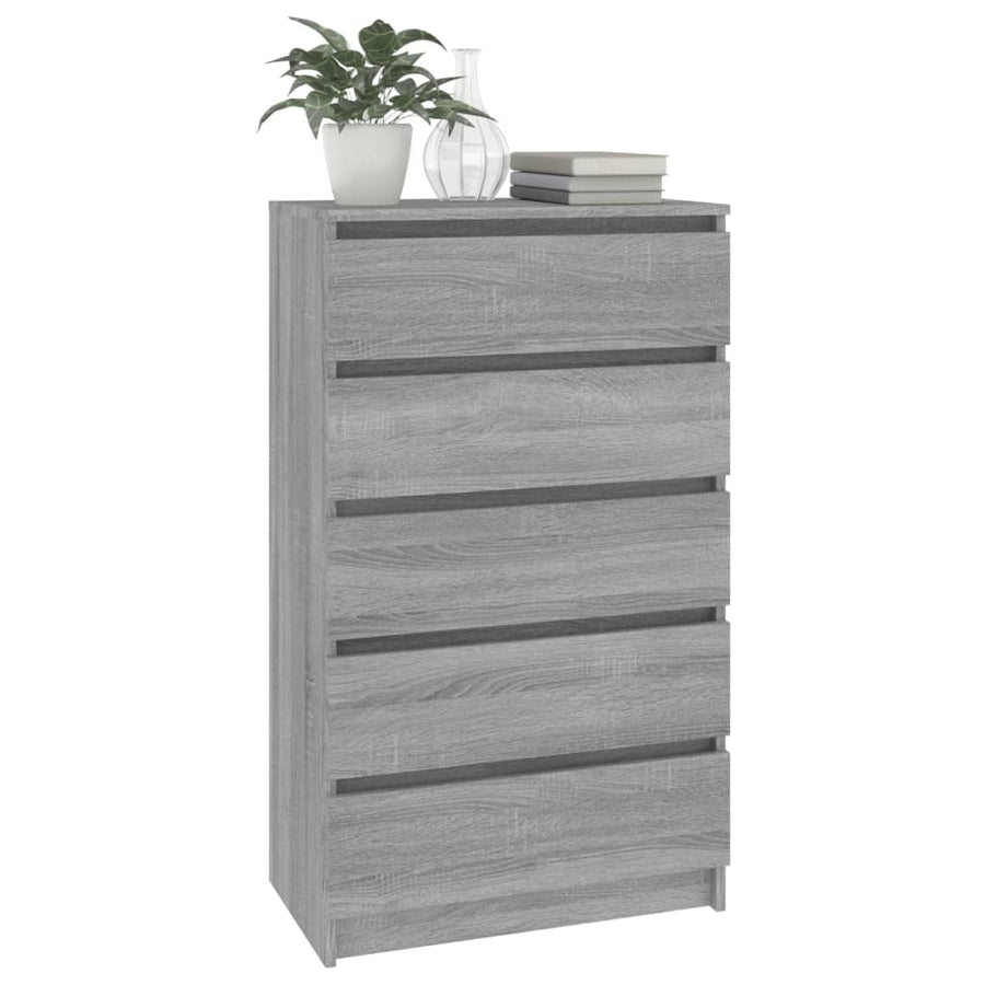 Ladekast 60X36X103 Cm Bewerkt Hout Grijs Sonoma Eikenkleurig