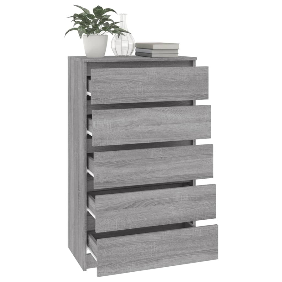 Ladekast 60X36X103 Cm Bewerkt Hout Grijs Sonoma Eikenkleurig