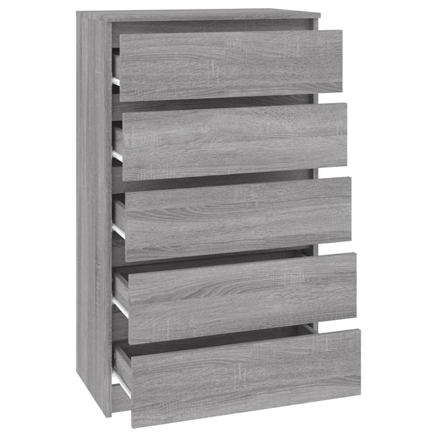 Ladekast 60X36X103 Cm Bewerkt Hout Grijs Sonoma Eikenkleurig