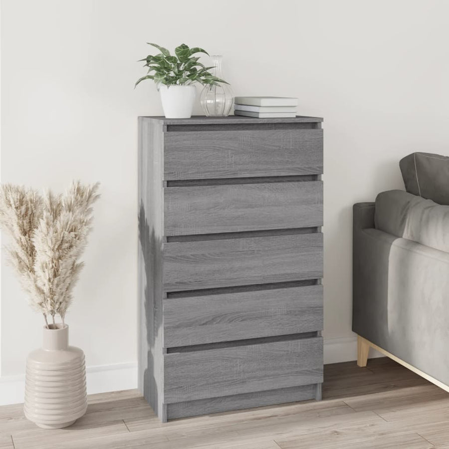 Ladekast 60X36X103 Cm Bewerkt Hout Grijs Sonoma Eikenkleurig