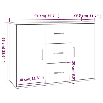 Dressoir 91X29,5X65 Cm Bewerkt Hout Wit