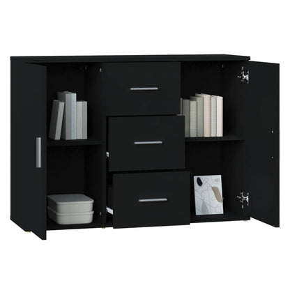 Dressoir 91X29,5X65 Cm Bewerkt Hout Zwart