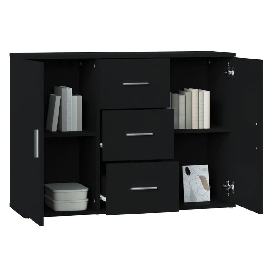 Dressoir 91X29,5X65 Cm Bewerkt Hout Zwart