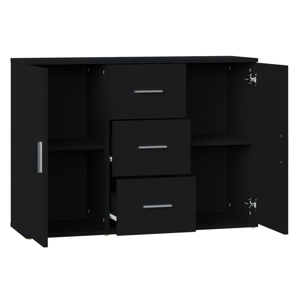 Dressoir 91X29,5X65 Cm Bewerkt Hout Zwart