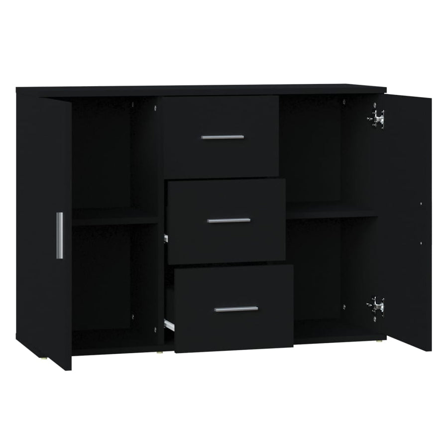 Dressoir 91X29,5X65 Cm Bewerkt Hout Zwart