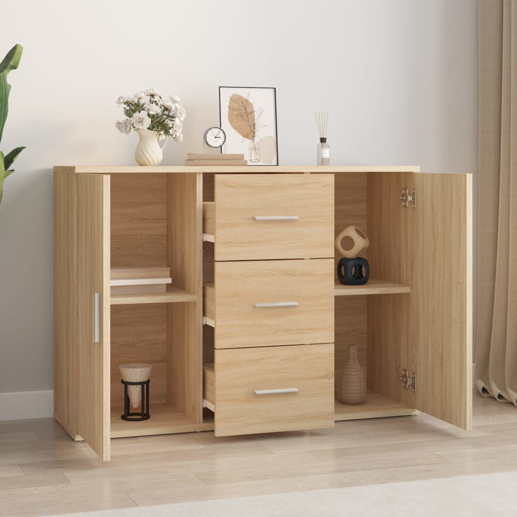 Dressoir 91X29,5X65 Cm Bewerkt Hout Sonoma Eikenkleurig