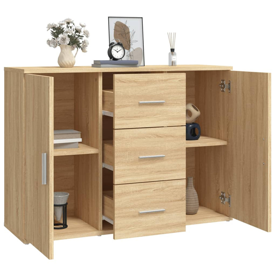 Dressoir 91X29,5X65 Cm Bewerkt Hout Sonoma Eikenkleurig