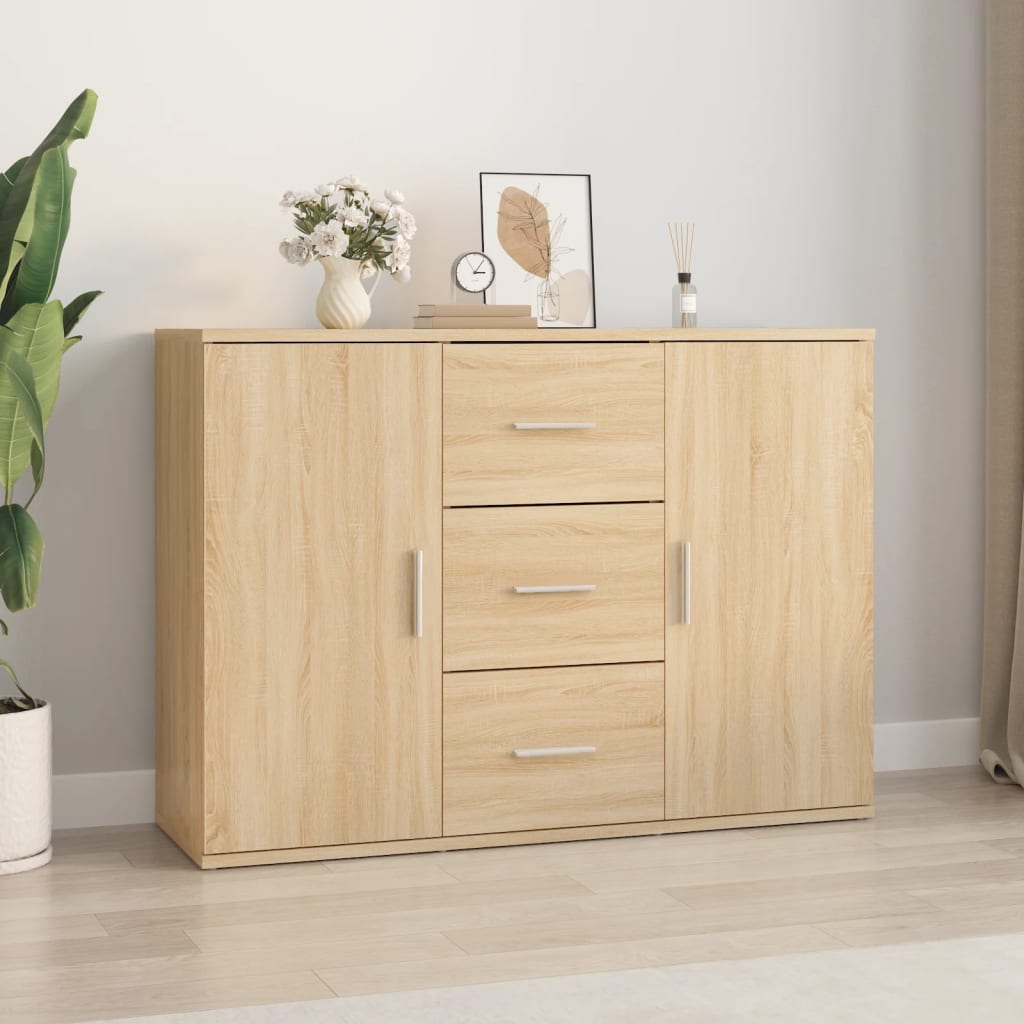 Dressoir 91X29,5X65 Cm Bewerkt Hout Sonoma Eikenkleurig