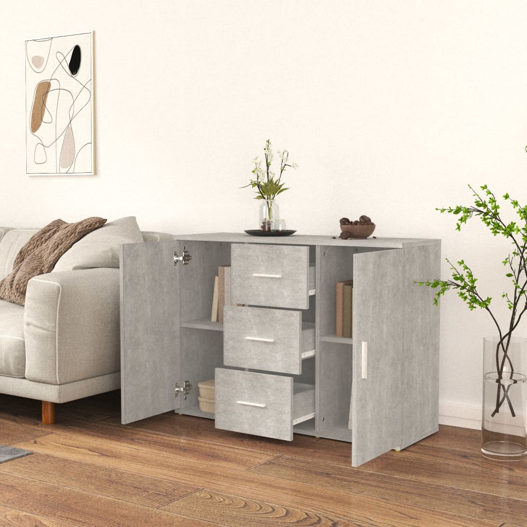 Dressoir 91X29,5X65 Cm Bewerkt Hout Betongrijs
