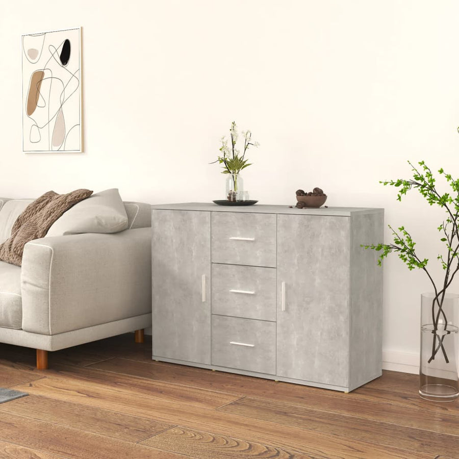Dressoir 91X29,5X65 Cm Bewerkt Hout Betongrijs