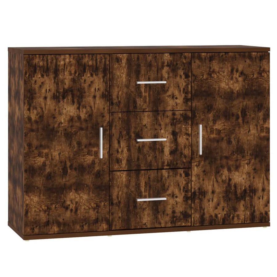 Dressoir 91X29,5X65 Cm Bewerkt Hout Gerookt Eikenkleurig