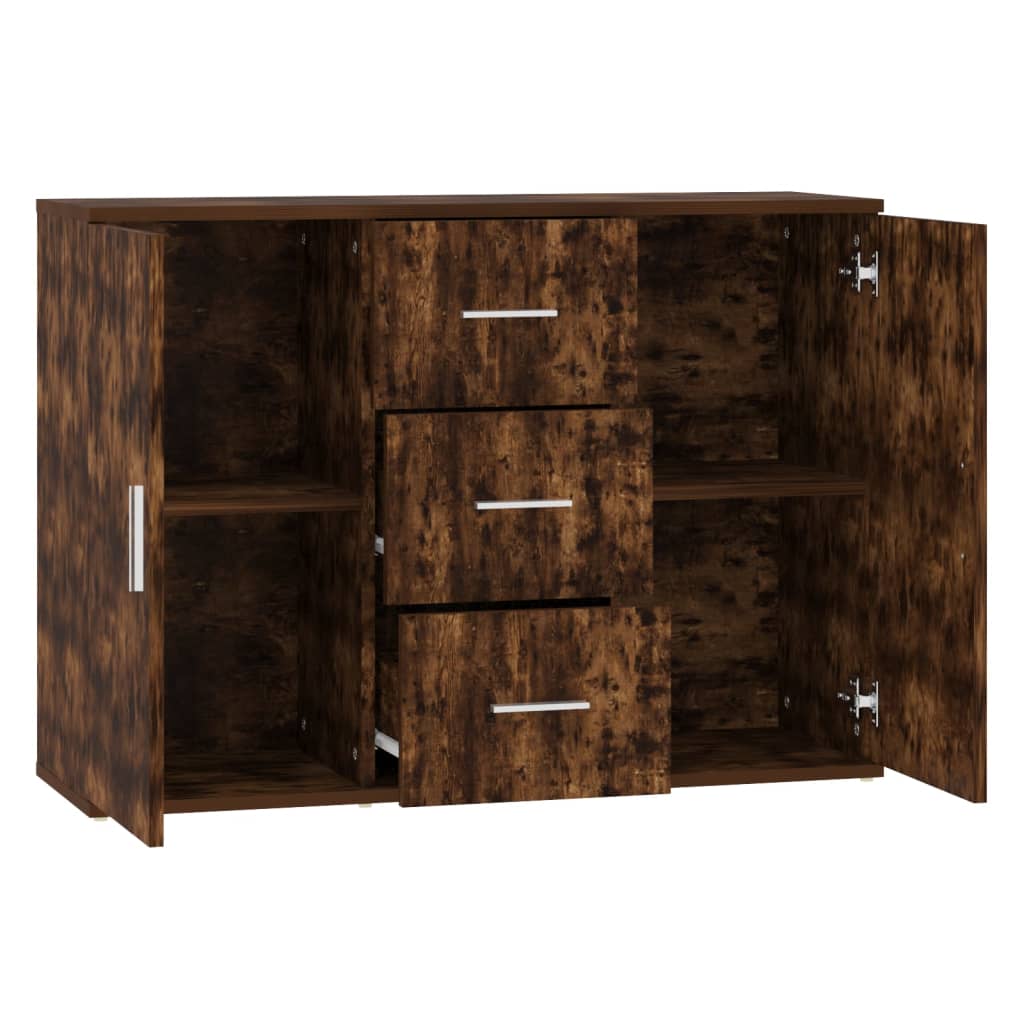 Dressoir 91X29,5X65 Cm Bewerkt Hout Gerookt Eikenkleurig