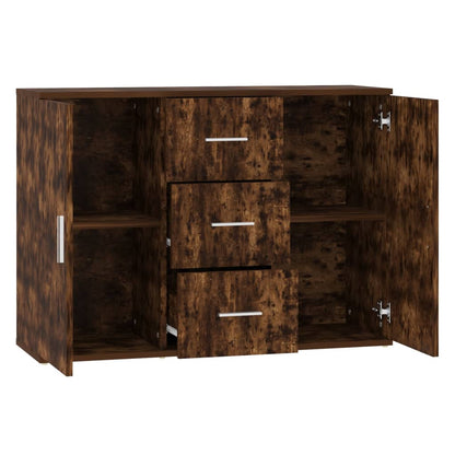 Dressoir 91X29,5X65 Cm Bewerkt Hout Gerookt Eikenkleurig