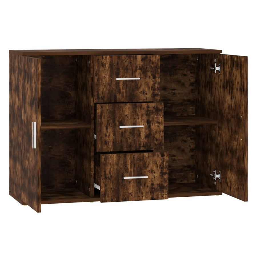 Dressoir 91X29,5X65 Cm Bewerkt Hout Gerookt Eikenkleurig