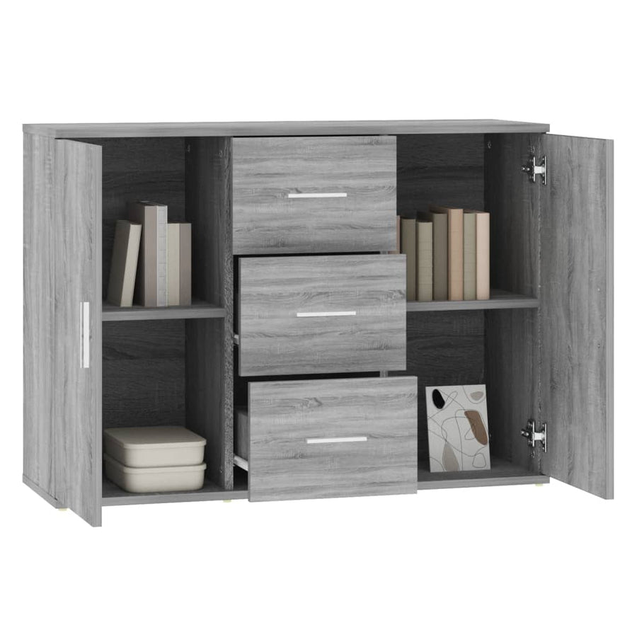 Dressoir 91X29,5X65 Cm Bewerkt Hout Grijs Sonoma Eikenkleurig
