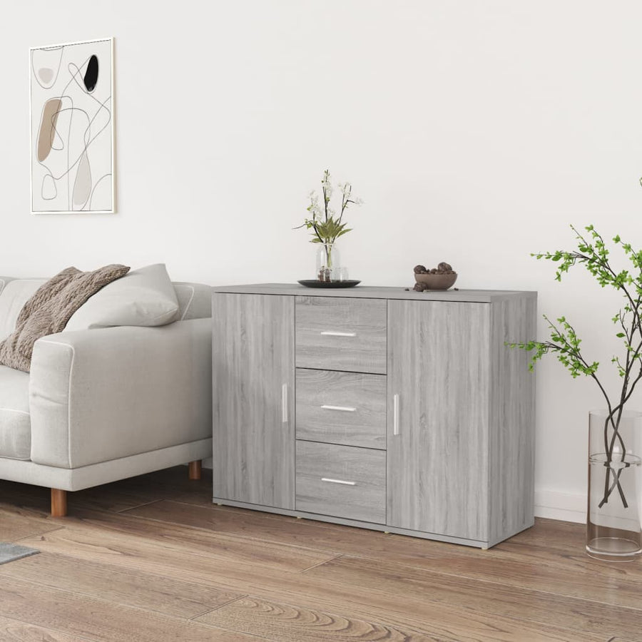 Dressoir 91X29,5X65 Cm Bewerkt Hout Grijs Sonoma Eikenkleurig