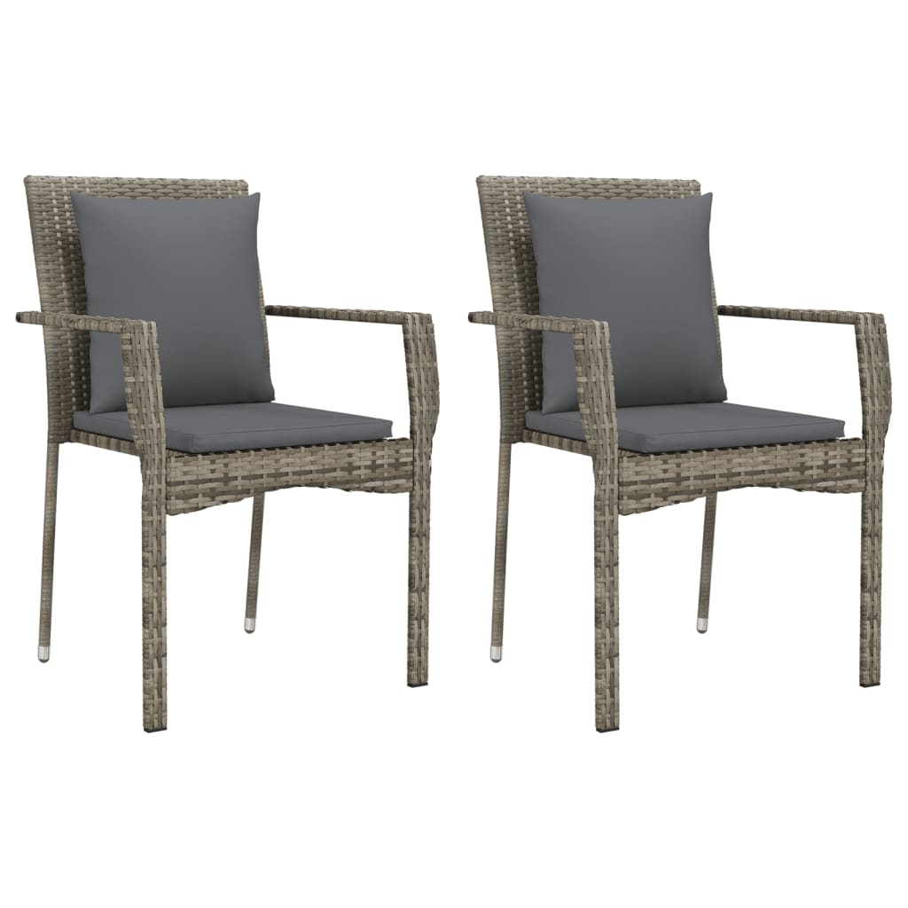 Tuinstoelen Met Kussens Poly Rattan 2 Grijs