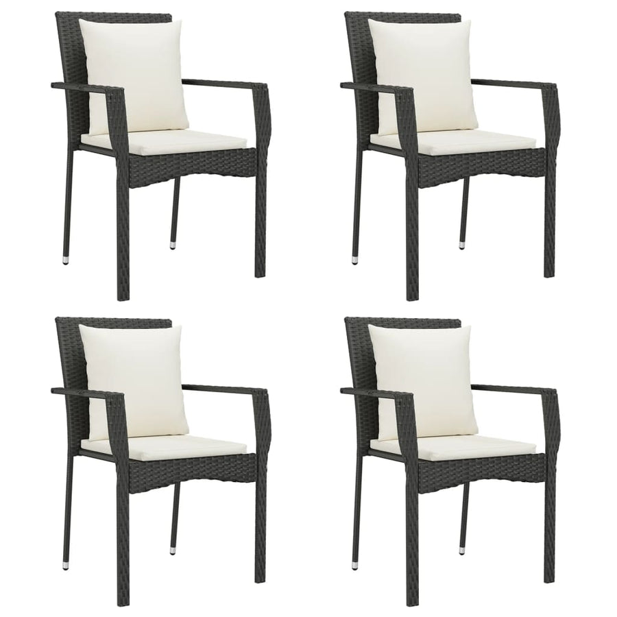 Tuinstoelen Met Kussens Poly Rattan 4 Zwart