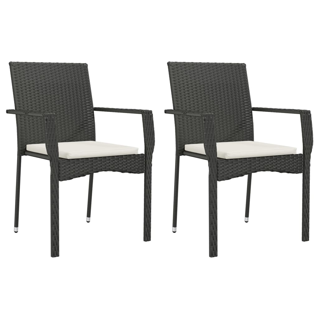 Tuinstoelen Met Kussens Poly Rattan 2 Zwart