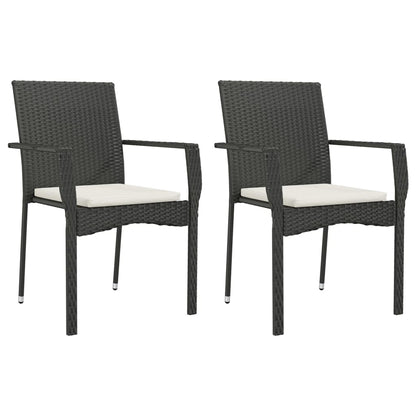 Tuinstoelen Met Kussens Poly Rattan 2 Zwart