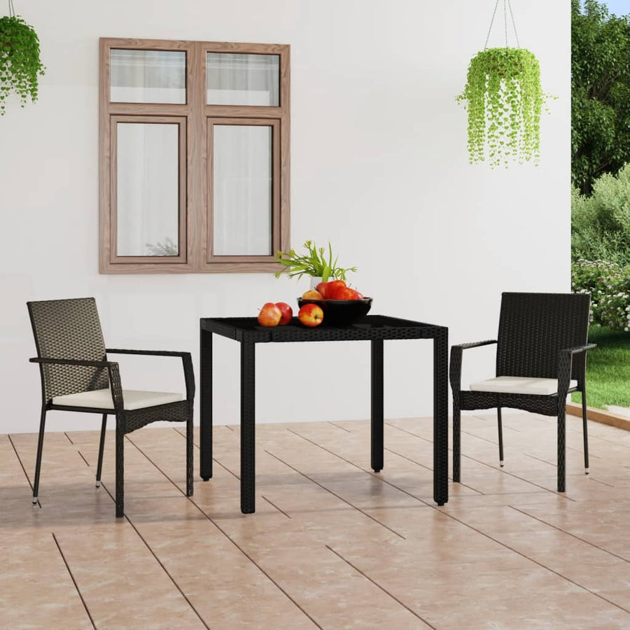 Tuinstoelen Met Kussens Poly Rattan 2 Zwart