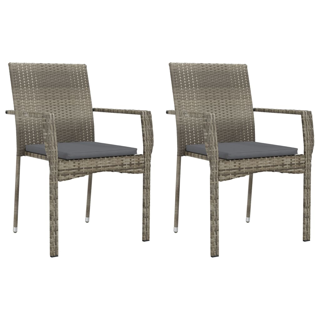 Tuinstoelen Met Kussens Poly Rattan 2 Grijs