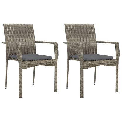 Tuinstoelen Met Kussens Poly Rattan 2 Grijs