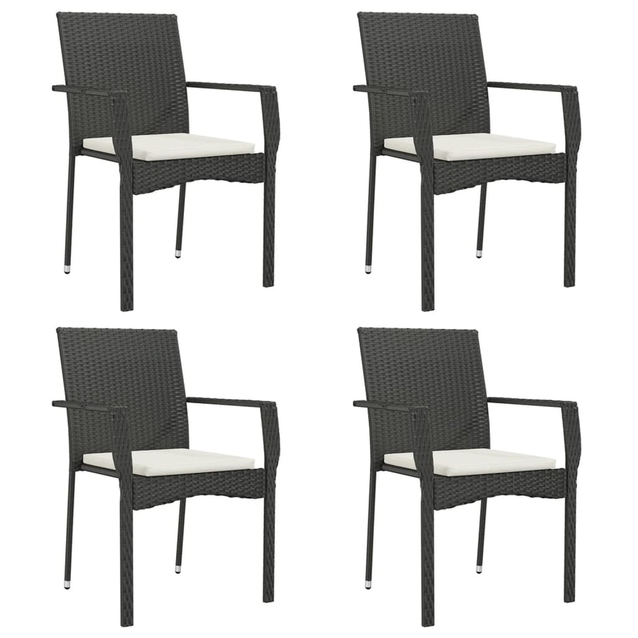 Tuinstoelen Met Kussens Poly Rattan 4 Zwart