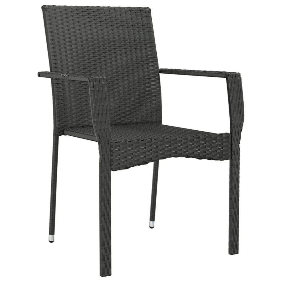 Tuinstoelen Met Kussens Poly Rattan 4 Zwart