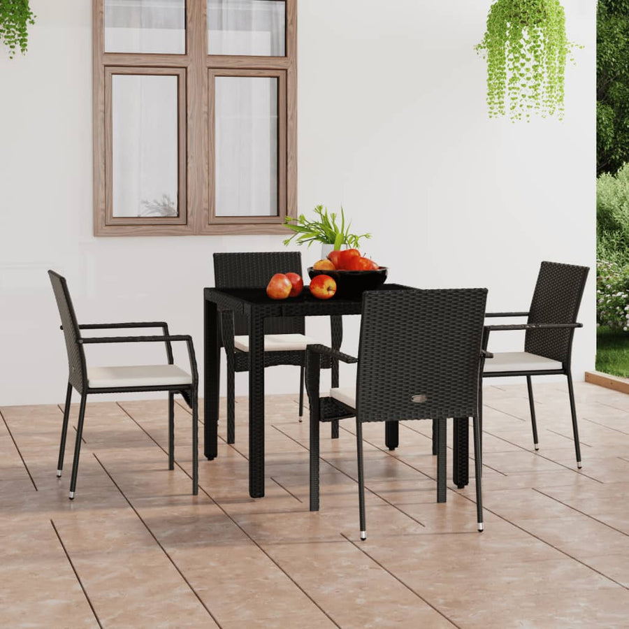 Tuinstoelen Met Kussens Poly Rattan 4 Zwart