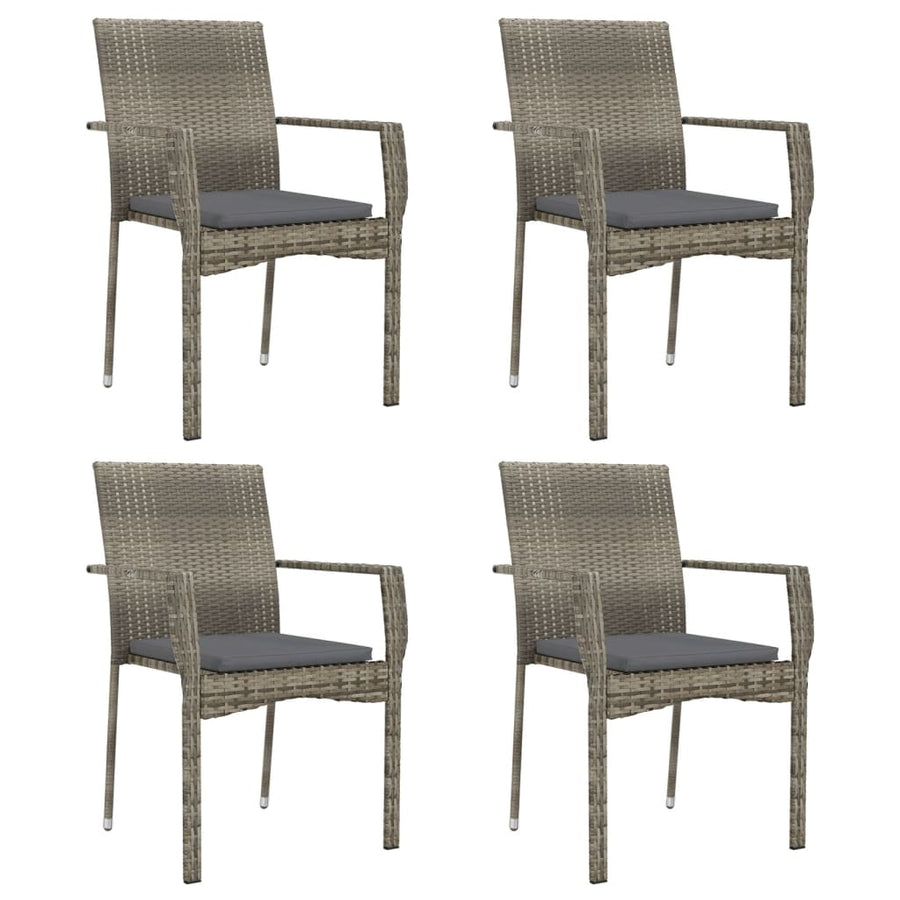 Tuinstoelen Met Kussens Poly Rattan 4 Grijs