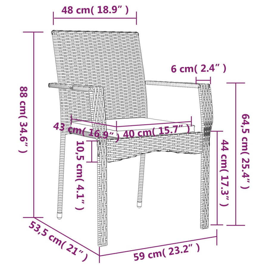 Tuinstoelen Met Kussens Poly Rattan 4 Grijs