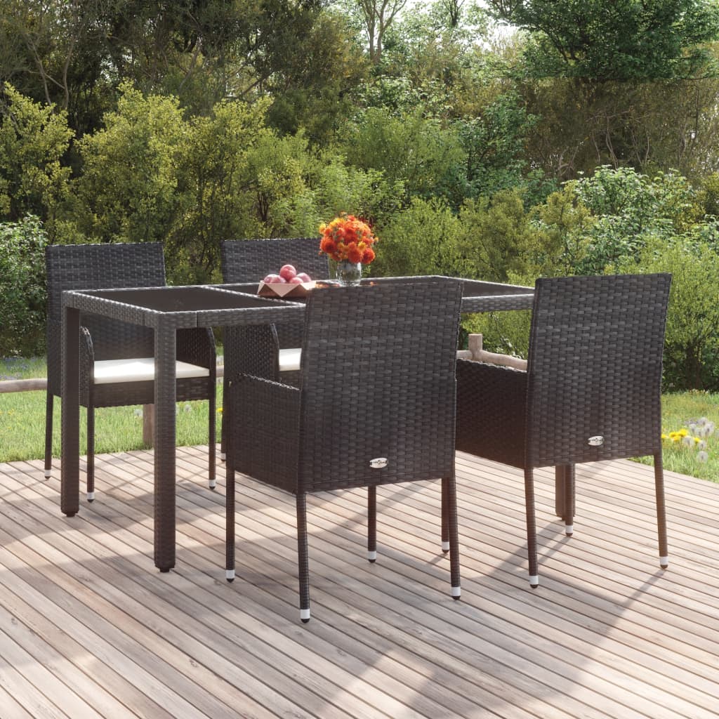 Tuinstoelen Met Kussens Poly Rattan 4 Zwart