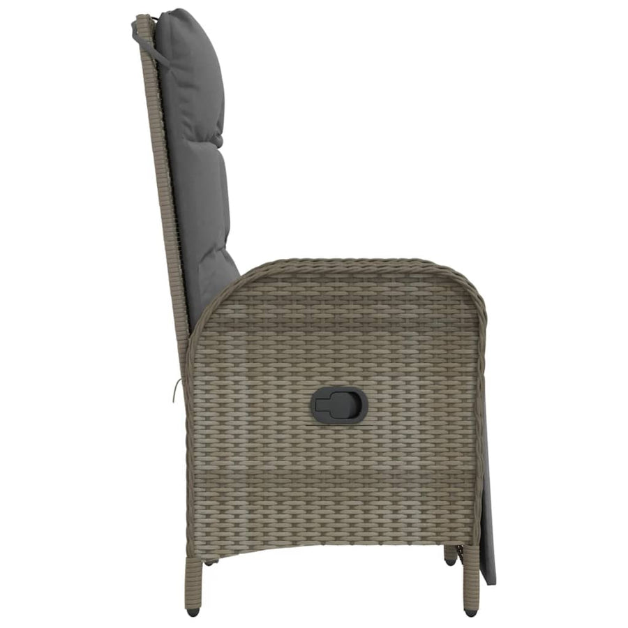 Tuinstoelen Verstelbaar Met Kussens Poly Rattan Grijs