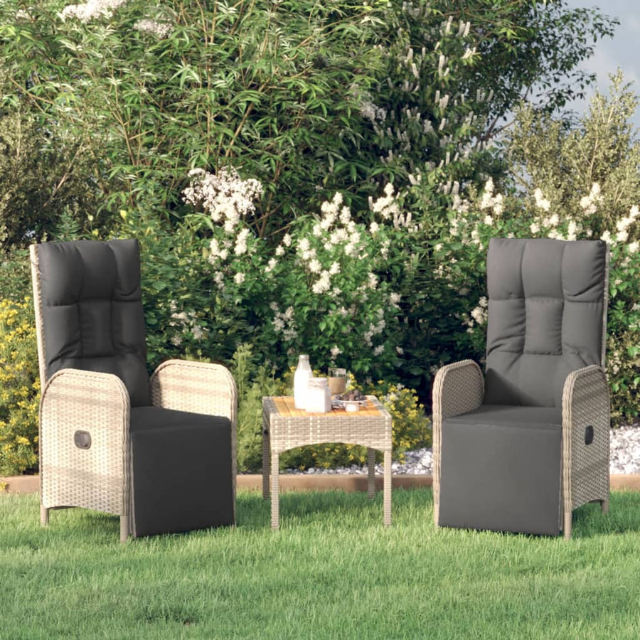 Tuinstoelen Verstelbaar Met Kussens Poly Rattan Grijs