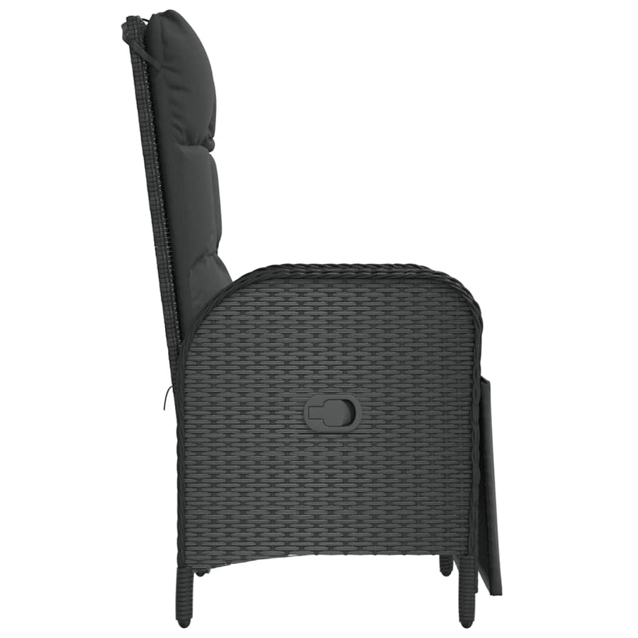 Tuinstoelen Verstelbaar Met Kussens Poly Rattan Zwart