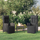 Garden chairs 2 pcs adjustable with cushions poly rattan black