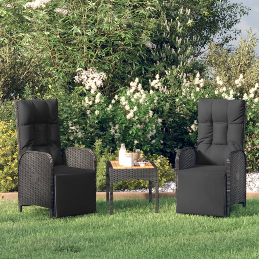 Tuinstoelen Verstelbaar Met Kussens Poly Rattan Zwart