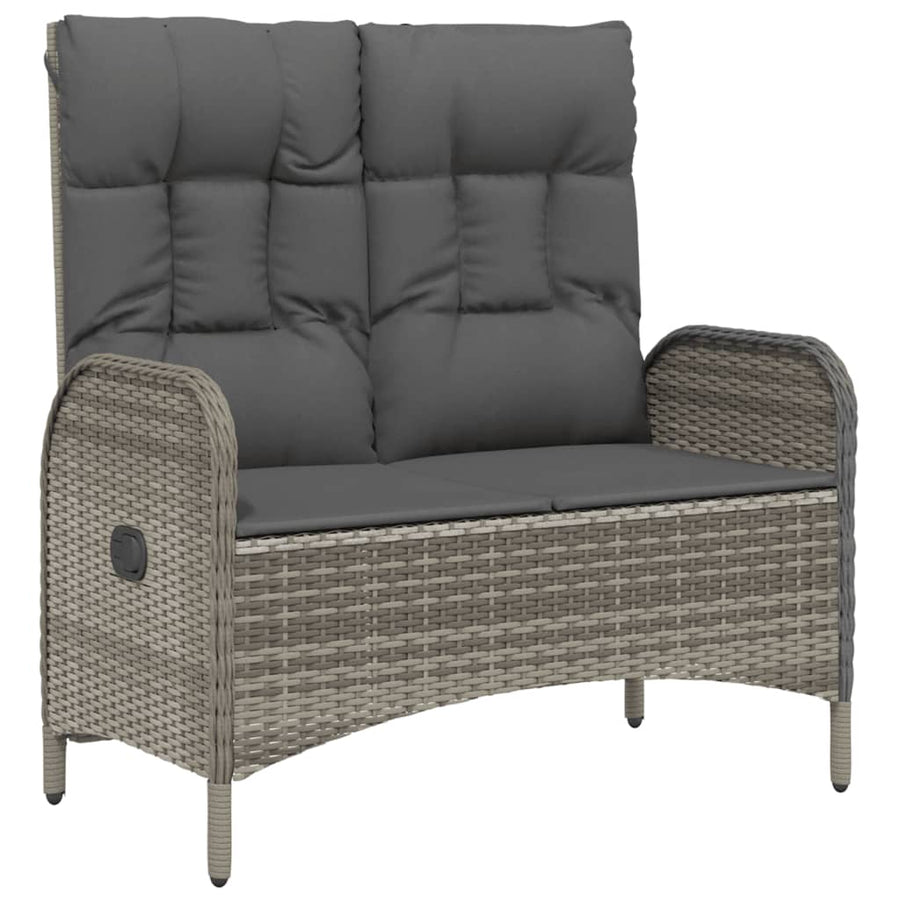 Tuinbank Verstelbaar Met Kussens 07 Cm Poly Rattan Grijs