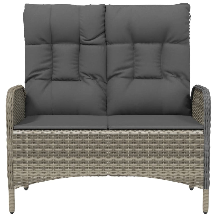 Tuinbank Verstelbaar Met Kussens 07 Cm Poly Rattan Grijs
