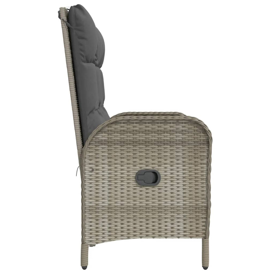 Tuinbank Verstelbaar Met Kussens 07 Cm Poly Rattan Grijs