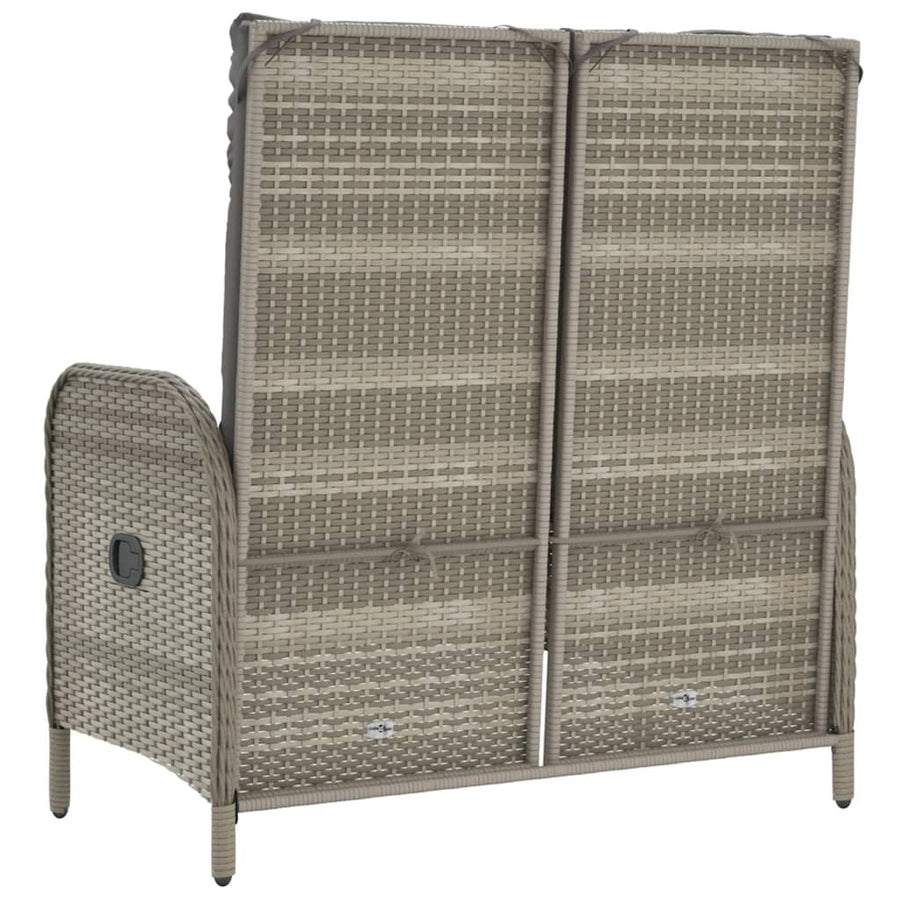 Tuinbank Verstelbaar Met Kussens 07 Cm Poly Rattan Grijs