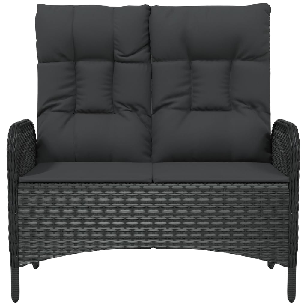 Tuinbank Verstelbaar Met Kussens 07 Cm Poly Rattan Zwart
