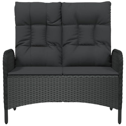 Tuinbank Verstelbaar Met Kussens 07 Cm Poly Rattan Zwart