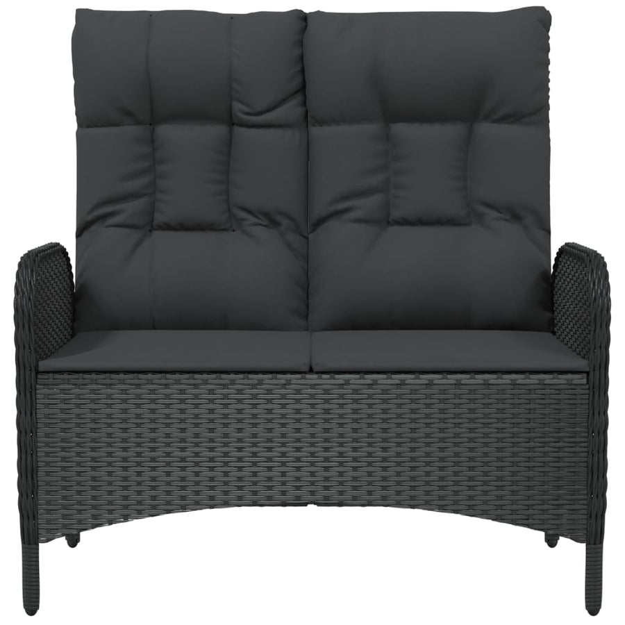 Tuinbank Verstelbaar Met Kussens 07 Cm Poly Rattan Zwart