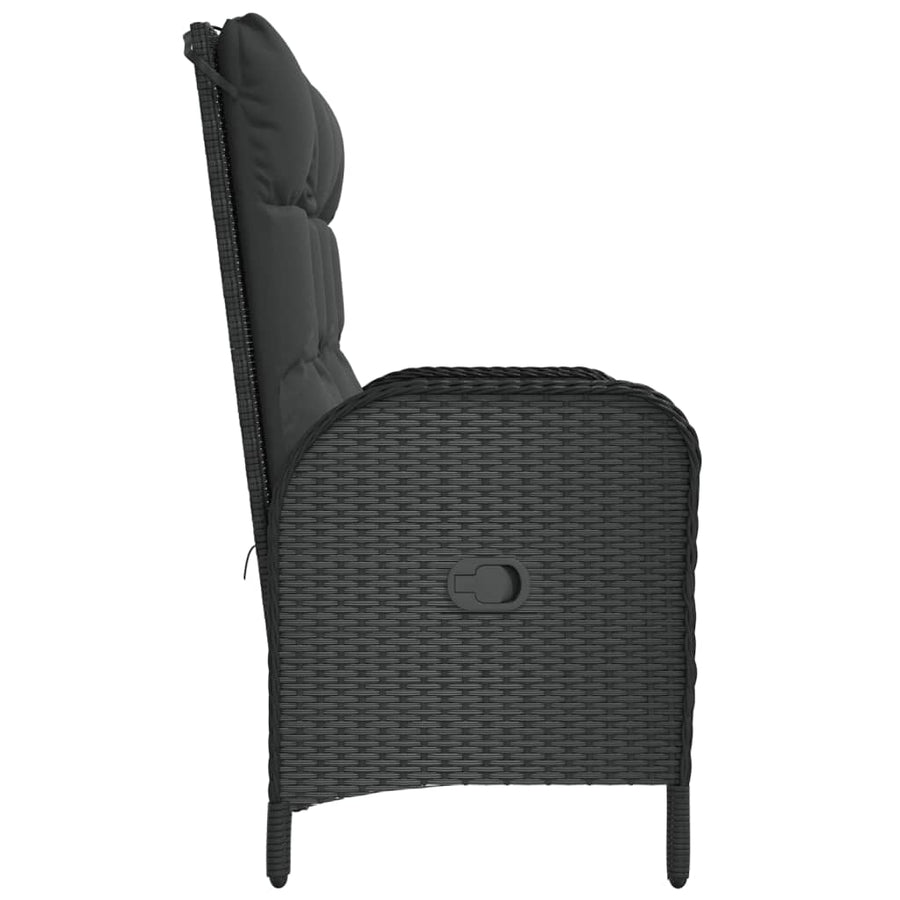 Tuinbank Verstelbaar Met Kussens 07 Cm Poly Rattan Zwart