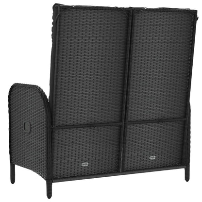 Tuinbank Verstelbaar Met Kussens 07 Cm Poly Rattan Zwart